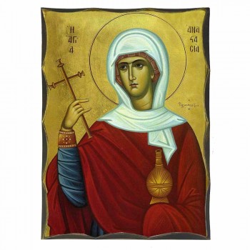 ΑΓΙΑ ΑΝΑΣΤΑΣΙΑ Η ΦΑΡΜΑΚΟΛΥΤΡΙΑ - Αγιορείτικη Ξύλινη Εικόνα