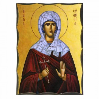 ΑΓΙΑ ΕΥΑΝΘΙΑ - Αγιορείτικη Ξύλινη Εικόνα