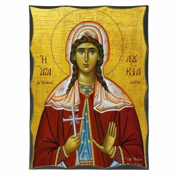 ΑΓΙΑ ΛΟΥΚΙΑ - Αγιορείτικη Ξύλινη Εικόνα