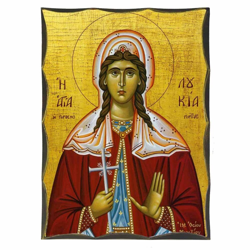 ΑΓΙΑ ΛΟΥΚΙΑ - Αγιορείτικη Ξύλινη Εικόνα