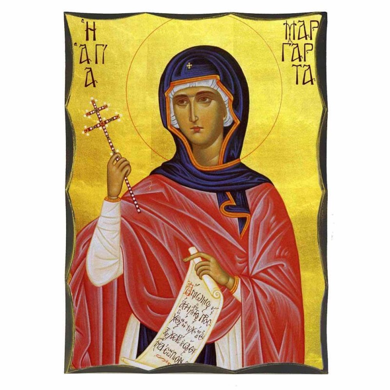 ΑΓΙΑ ΜΑΡΓΑΡΙΤΑ - Αγιορείτικη Ξύλινη Εικόνα
