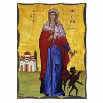 ΑΓΙΑ ΜΑΡΙΝΑ - Αγιορείτικη Ξύλινη Εικόνα