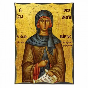 ΑΓΙΑ ΘΕΟΔΩΡΑ - Αγιορείτικη Ξύλινη Εικόνα