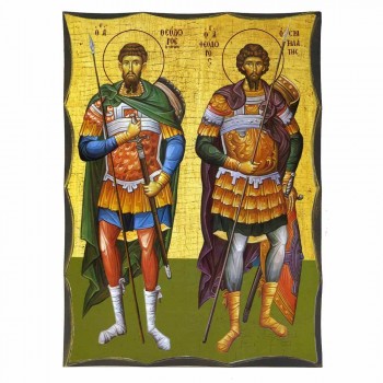 ΑΓΙΟΙ ΘΕΟΔΩΡΟΙ - Αγιορείτικη Ξύλινη Εικόνα