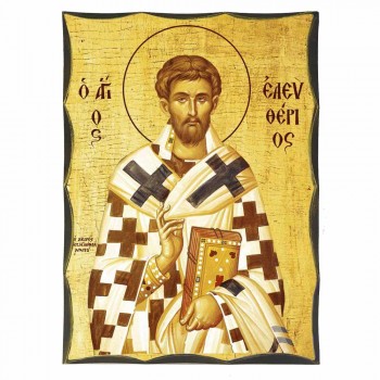 ΑΓΙΟΣ ΕΛΕΥΘΕΡΙΟΣ - Αγιορείτικη Ξύλινη Εικόνα