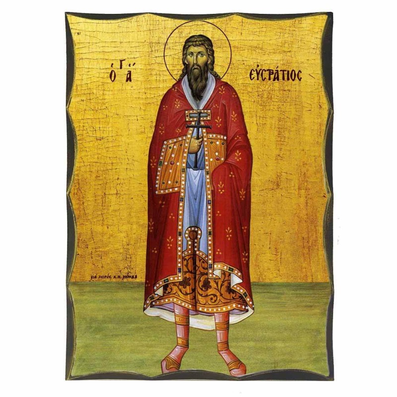 ΑΓΙΟΣ ΕΥΣΤΡΑΤΙΟΣ - Αγιορείτικη Ξύλινη Εικόνα