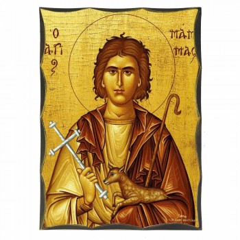 ΑΓΙΟΣ ΜΑΜΜΑΣ - Αγιορείτικη Ξύλινη Εικόνα