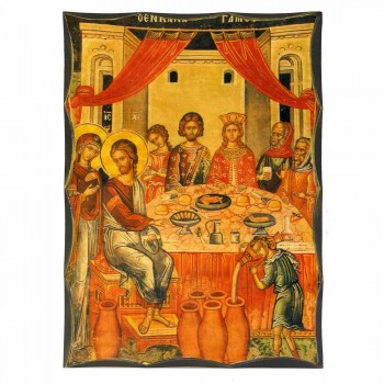 ΓΑΜΟΣ ΤΗΣ ΚΑΝΑ - Αγιορείτικη Ξύλινη Εικόνα