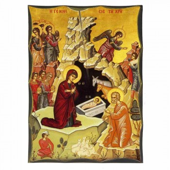 ΓΕΝΝΗΣΗ ΧΡΙΣΤΟΥ - Αγιορείτικη Ξύλινη Εικόνα