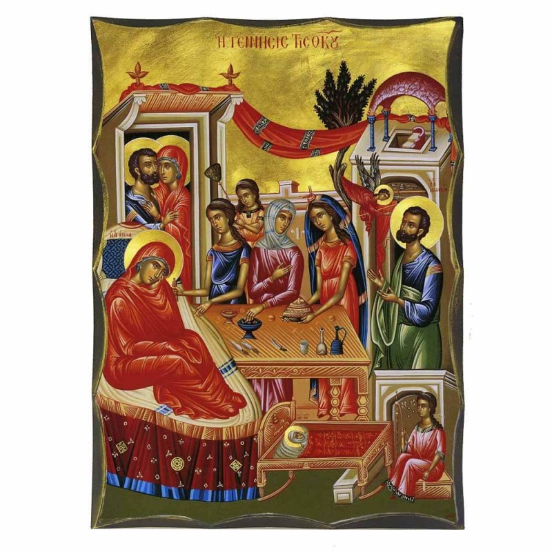 ΓΕΝΝΗΣΗ ΘΕΟΤΟΚΟΥ - Αγιορείτικη Ξύλινη Εικόνα