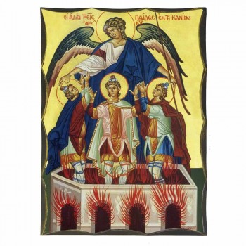 ΠΑΙΔΕΣ ΕΝ ΚΑΜΙΝΩ - Αγιορείτικη Ξύλινη Εικόνα