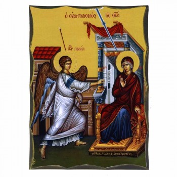 ΕΥΑΓΓΕΛΙΣΜΟΣ ΘΕΟΤΟΚΟΥ - Αγιορείτικη Ξύλινη Εικόνα