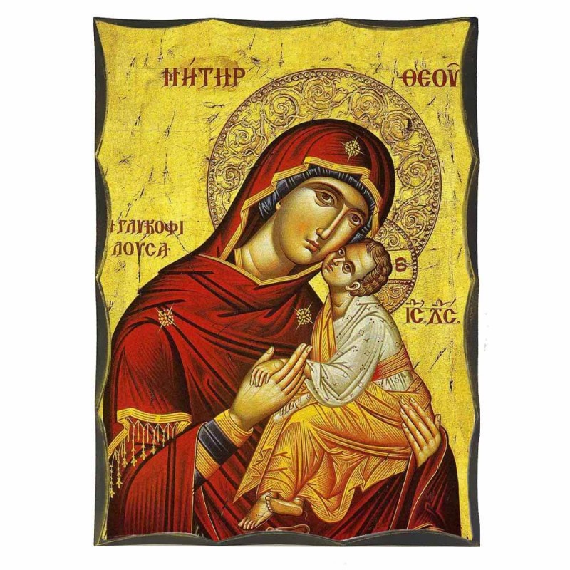 ΠΑΝΑΓΙΑ ΓΛΥΚΟΦΙΛΟΥΣΑ - Αγιορείτικη Ξύλινη Εικόνα