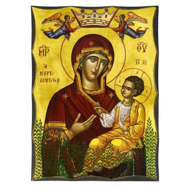 ΠΑΝΑΓΙΑ ΜΥΡΤΙΔΙΩΤΙΣΣΑ - Αγιορείτικη Ξύλινη Εικόνα