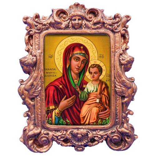 ΠΑΝΑΓΙΑ ΜΥΡΤΙΔΙΩΤΙΣΣΑ - Χάλκινη Κορνίζα Μπαρόκ