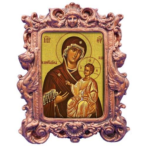 ΠΑΝΑΓΙΑ ΠΟΡΤΑΪΤΙΣΣΑ - Χάλκινη Κορνίζα Μπαρόκ