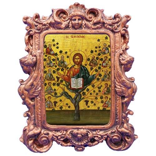 ΙΗΣΟΥΣ ΧΡΙΣΤΟΣ Η ΑΜΠΕΛΟΣ - Χάλκινη Κορνίζα Μπαρόκ