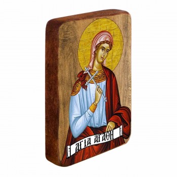 ΑΓΙΑ ΑΓΑΘΗ - Ξύλινη Εικονίτσα Μπομπονιέρα 10cm