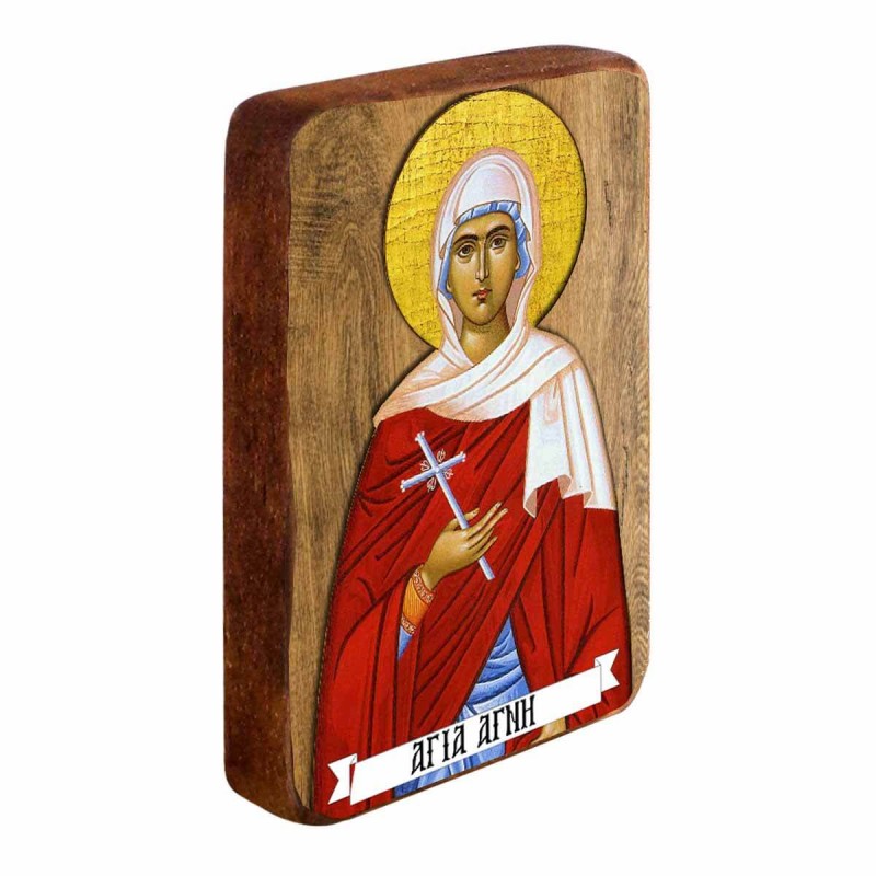 ΑΓΙΑ ΑΓΝΗ - Ξύλινη Εικονίτσα Μπομπονιέρα 10cm