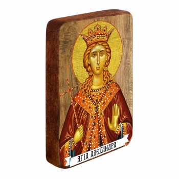 ΑΓΙΑ ΑΛΕΞΑΝΔΡΑ - Ξύλινη Εικονίτσα Μπομπονιέρα 10cm