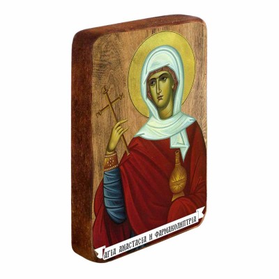 ΑΓΙΑ ΑΝΑΣΤΑΣΙΑ Η ΦΑΡΜΑΚΟΛΥΤΡΙΑ - Ξύλινη Εικονίτσα Μπομπονιέρα 9 cm