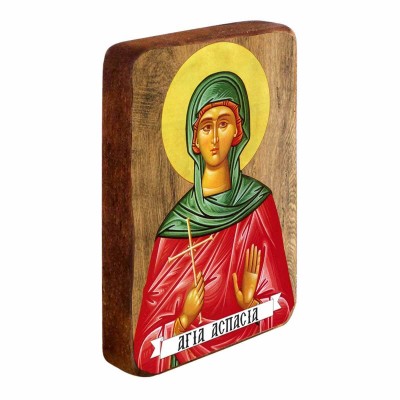 ΑΓΙΑ ΑΣΠΑΣΙΑ - Ξύλινη Εικονίτσα Μπομπονιέρα 10cm