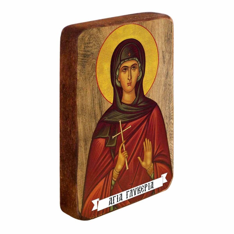 ΑΓΙΑ ΓΛΥΚΕΡΙΑ - Ξύλινη Εικονίτσα Μπομπονιέρα 10cm