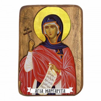 ΑΓΙΑ ΜΑΡΓΑΡΙΤΑ - Ξύλινη Εικονίτσα Μπομπονιέρα 10cm