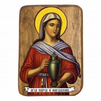 ΑΓΙΑ ΜΑΡΙΑ ΜΑΓΔΑΛΗΝΗ - Ξύλινη Εικονίτσα Μπομπονιέρα  9cm