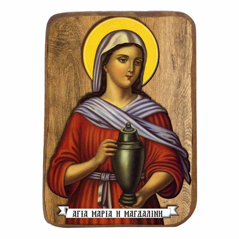 ΑΓΙΑ ΜΑΡΙΑ ΜΑΓΔΑΛΗΝΗ - Ξύλινη Εικονίτσα Μπομπονιέρα  9cm