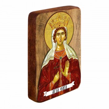 ΑΓΙΑ ΟΛΓΑ - Ξύλινη Εικονίτσα Μπομπονιέρα 10cm