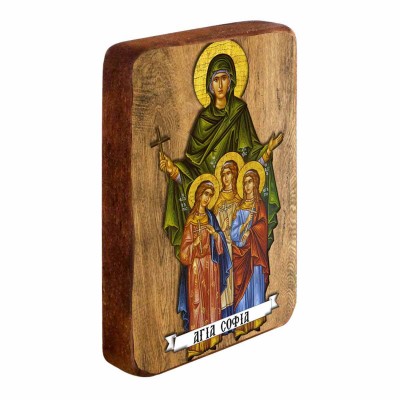 ΑΓΙΑ ΣΟΦΙΑ - Ξύλινη Εικονίτσα Μπομπονιέρα 10cm