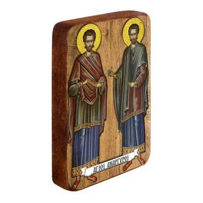 ΑΓΙΟΙ ΑΝΑΡΓΥΡΟΙ - Ξύλινη Εικονίτσα Μπομπονιέρα 10cm