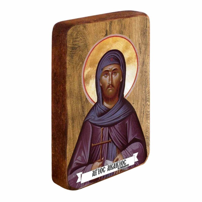 ΑΓΙΟΣ ΑΚΑΚΙΟΣ - Ξύλινη Εικονίτσα Μπομπονιέρα 10cm