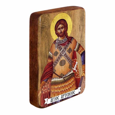 ΑΓΙΟΣ ΑΡΤΕΜΙΟΣ - Ξύλινη Εικονίτσα Μπομπονιέρα 10cm