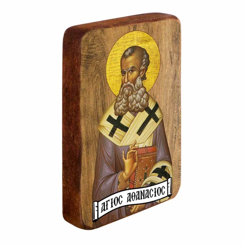 ΑΓΙΟΣ ΑΘΑΝΑΣΙΟΣ - Ξύλινη Εικονίτσα Μπομπονιέρα 9cm