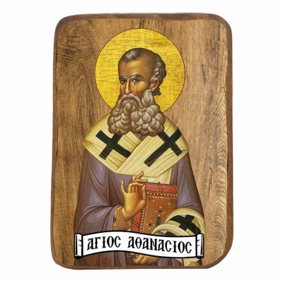 ΑΓΙΟΣ ΑΘΑΝΑΣΙΟΣ - Ξύλινη Εικονίτσα Μπομπονιέρα 9cm