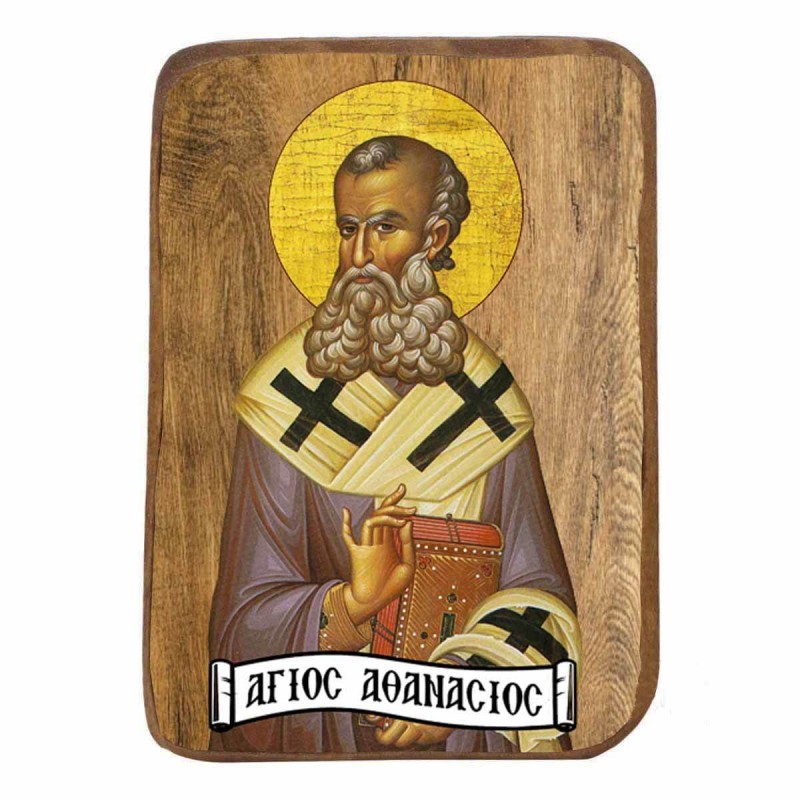 ΑΓΙΟΣ ΑΘΑΝΑΣΙΟΣ - Ξύλινη Εικονίτσα Μπομπονιέρα 9cm