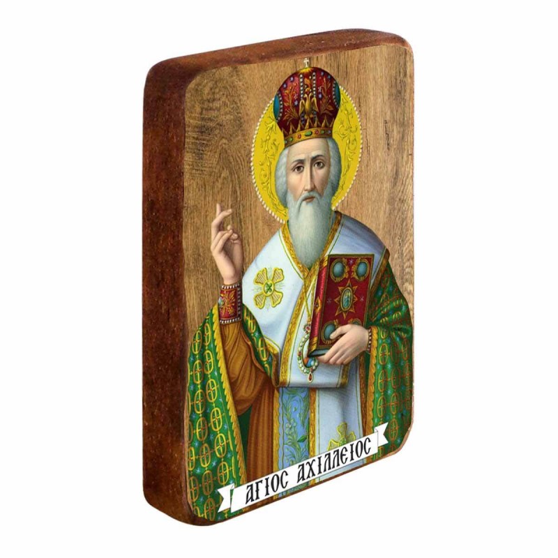 ΑΓΙΟΣ ΑΧΙΛΛΕΙΟΣ - Ξύλινη Εικονίτσα Μπομπονιέρα 10cm