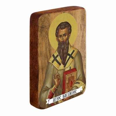 ΑΓΙΟΣ ΒΑΣΙΛΕΙΟΣ - Ξύλινη Εικονίτσα Μπομπονιέρα 10cm