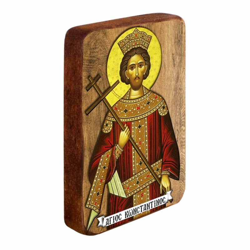 ΑΓΙΟΣ ΚΩΝΣΤΑΝΤΙΝΟΣ - Ξύλινη Εικονίτσα Μπομπονιέρα 10cm