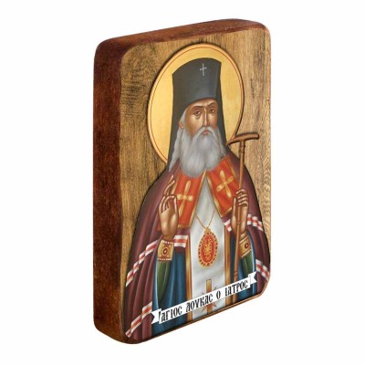 ΑΓΙΟΣ ΛΟΥΚΑΣ Ο ΙΑΤΡΟΣ - Ξύλινη Εικονίτσα Μπομπονιέρα 10cm