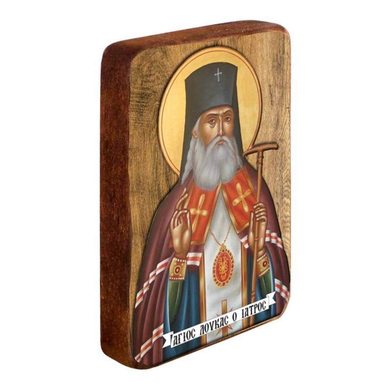 ΑΓΙΟΣ ΛΟΥΚΑΣ Ο ΙΑΤΡΟΣ - Ξύλινη Εικονίτσα Μπομπονιέρα 10cm