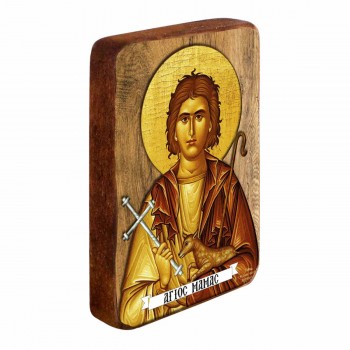 ΑΓΙΟΣ ΜΑΜΑΣ - Ξύλινη Εικονίτσα Μπομπονιέρα 10cm