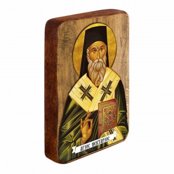 ΑΓΙΟΣ ΝΕΚΤΑΡΙΟΣ - Ξύλινη Εικονίτσα Μπομπονιέρα 9cm