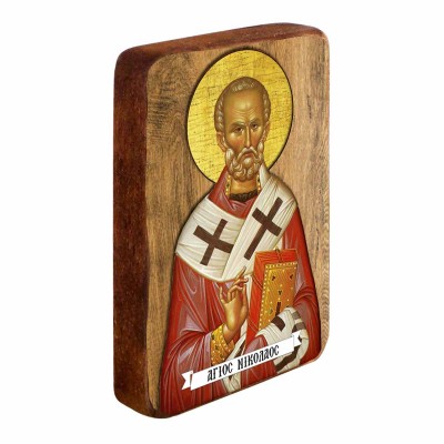 ΑΓΙΟΣ ΝΙΚΟΛΑΟΣ - Ξύλινη Εικονίτσα Μπομπονιέρα 10cm