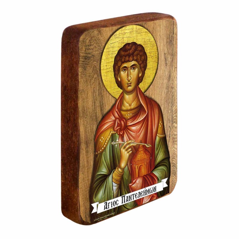 ΑΓΙΟΣ ΠΑΝΤΕΛΕΗΜΩΝ - Ξύλινη Εικονίτσα Μπομπονιέρα 9cm