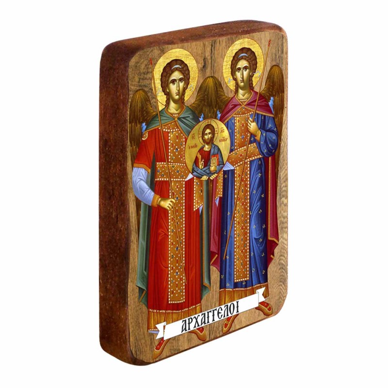 ΑΡΧΑΓΓΕΛΟΙ ΜΙΧΑΗΛ & ΓΑΒΡΙΗΛ - Ξύλινη Εικονίτσα Μπομπονιέρα 9cm