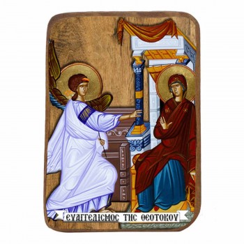 ΕΥΑΓΓΕΛΙΣΜΟΣ ΘΕΟΤΟΚΟΥ - Ξύλινη Εικονίτσα Μπομπονιέρα 10cm