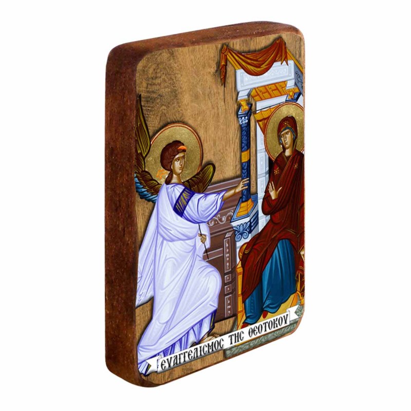 ΕΥΑΓΓΕΛΙΣΜΟΣ ΘΕΟΤΟΚΟΥ - Ξύλινη Εικονίτσα Μπομπονιέρα 10cm